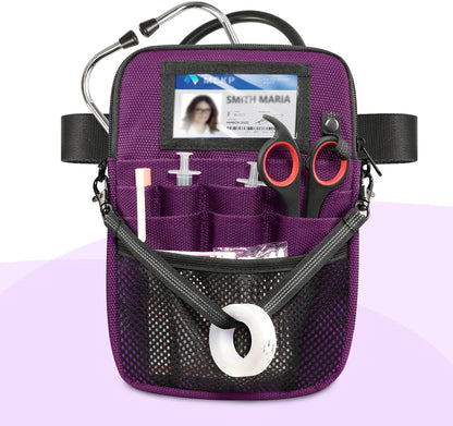 Nurse Fanny Pack with Tape Holder,  Multi Compartment Medical Gear Pocket Belt Bag Nursing Organizer Pouch | Utility Waist Pack for Stethoscopes, Bandage Scissors Other Medical Supplies, Purple