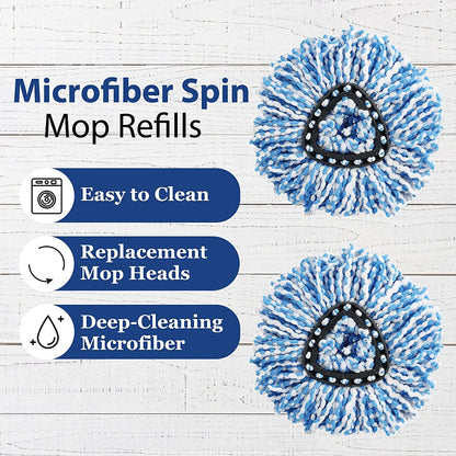 Easywring Spin Mop Refill - Mop Replacement Head,Microfiber Spin Mop Refills, Mop Easy Cleaning Floor Head Mop,Mops Head for Floor Cleaning (4 Pack Blue)