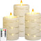 Flameless Candle with Recessed Star String Light, Dynamic Flame Candle Battery-Powered Candle with Timer and Remote Control - Set of 3